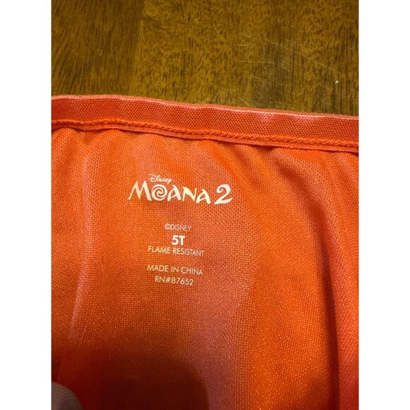 Disney Moana 2 Girls Costume Dress 5T Flame Resistant Satin & Sheer Overlay Oran - Picture 3 of 8